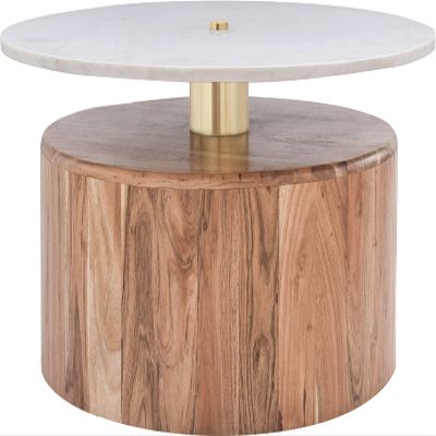 Meridian Furniture 221-CT Stonewood Collection Modern | Contemporary Genuine Marble Top Coffee Table with Solid Acacia Wood Base, 36" W x 36" D x 16" H
