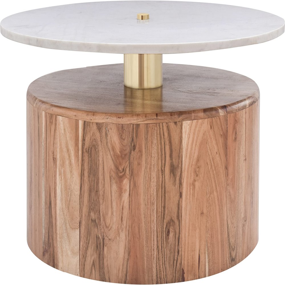Meridian Furniture 221-CT Stonewood Collection Modern | Contemporary Genuine Marble Top Coffee Table with Solid Acacia Wood Base, 36" W x 36" D x 16" H