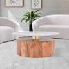Meridian Furniture 221-CT Stonewood Collection Modern | Contemporary Genuine Marble Top Coffee Table with Solid Acacia Wood Base, 36" W x 36" D x 16" H view 3