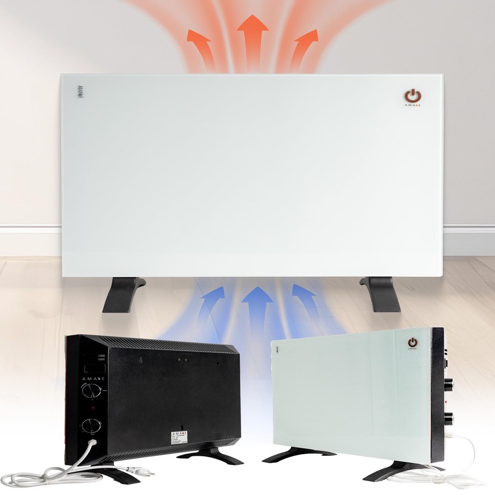 Amaze Heaters Classic Convection Panel Heater - Space Heater with Thermostat - 450/900 Dual Wattage Settings - 22x18" With Wall Mount Kit - Ideal For Office & Home Use Up to 350 sq ft