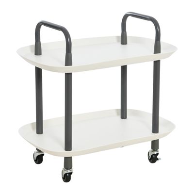 Main + Mesa Modern Plastic and Metal 2-Tier Trolley, White and Dark Grey