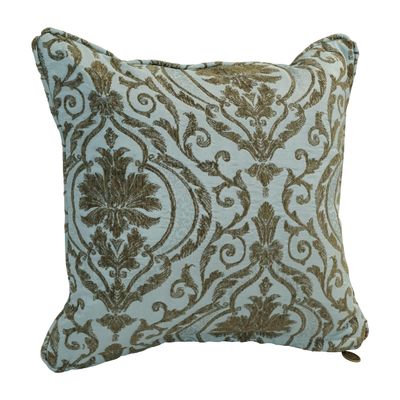 Blazing Needles Corded Square Jacquard Chenille Throw Pillow, 18", Blue Damask