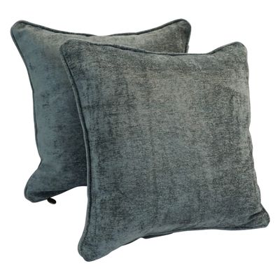Blazing Needles Corded Jacquard Chenille Throw Pillow, 18", Grey Solid, 2 Count