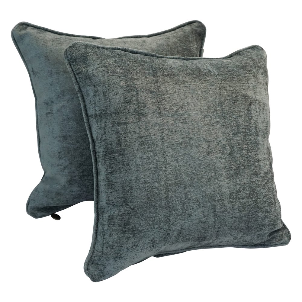 Blazing Needles Corded Jacquard Chenille Throw Pillow, 18", Grey Solid, 2 Count