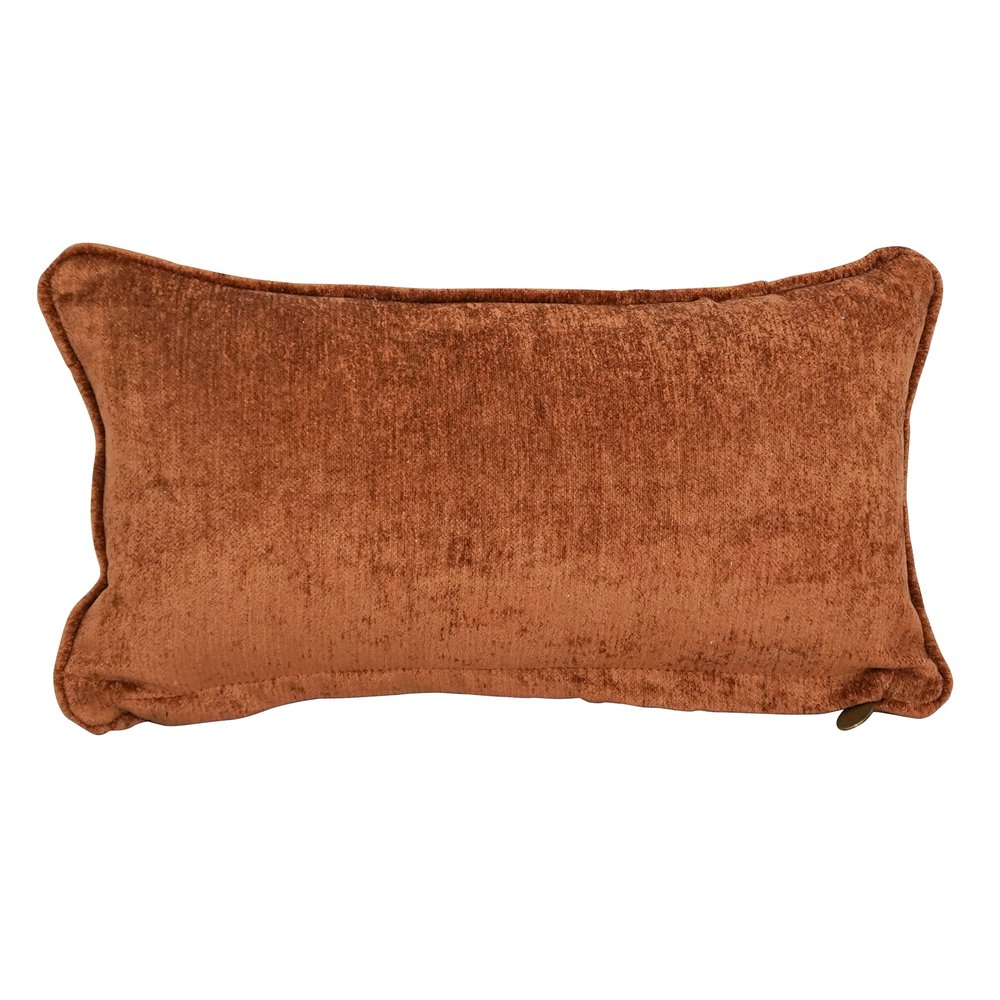 Blazing Needles Corded Jacquard Chenille Throw Pillow, 12" x 20", Rust Solid, 1 Count