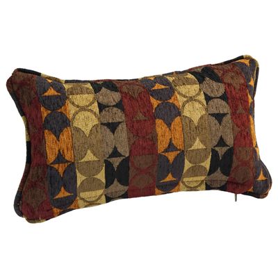Blazing Needles Corded Rectangular Jacquard Chenille Throw Pillow, 20" x 12", Broken Circles