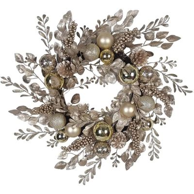24-Inch Gold and Champagne Gold Rattan Wreath