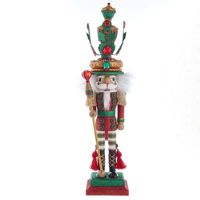 Kurt S. Adler Hollywood Nutcrackers Hollywood Red and Green Leaves Hat Nutcracker, 18-Inch, Multicolored