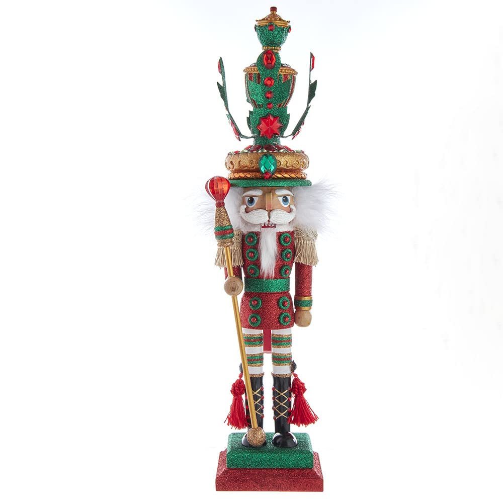 Kurt S. Adler Hollywood Nutcrackers Hollywood Red and Green Leaves Hat Nutcracker, 18-Inch, Multicolored