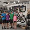 HORUSDY Stainless Steel Bike Storage Rack, 6 Bike Storage Hanger Wall Mount and 6 Helmets Hooks for Home & Garage Holds Up to 600lbs, Black view 4