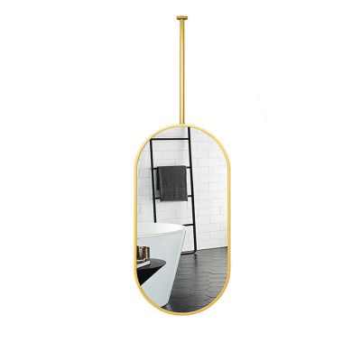 DXZ-Design Oval Metal Ceiling Mounted Mirror with Ceiling Hanging Rod, Clear Practical Decorative Simple Mirror for Home or Hotel, Floating Bathroom Vanity Mirror (Size : 40cmx70cm)