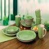 16 pieces Hand Painted Color Stone Lain Dinnerware Set for 4 (Green) view 2