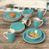16 pieces Hand Painted Color Stone Lain Dinnerware Set for 4 (Blue) view 1
