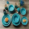 16 pieces Hand Painted Color Stone Lain Dinnerware Set for 4 (Blue) view 3