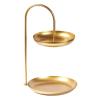 2-Tier Jewelry Rack Organizer Wrought Iron Double Jewelry Plate Earrings Sundries Rack Cosmetics Storage Standing Shelf Desktop Snack Rack Fruit Plate Cake Pastry Dish Display Holder view 1