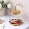 2-Tier Jewelry Rack Organizer Wrought Iron Double Jewelry Plate Earrings Sundries Rack Cosmetics Storage Standing Shelf Desktop Snack Rack Fruit Plate Cake Pastry Dish Display Holder view 3