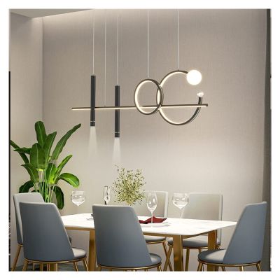 Machine Modern Simple Dining Room Table Bar Nordic Minimalist Strip Creative Design Sense Butterfly Chandelier (Color : B-Black100CM, Size : Steplessdimming)
