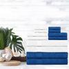 Ample Decor Set of 12 600 GSM 100% Cotton - 4 Bath Towels, 4 Hand Towels, 4 Wash Cloths, Absorbent Soft Premium Quality Machine Washable, Oeko Tex Certified Ideal for Gifting - White - Navy view 2