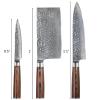 3 Piece Damascus Kitchen Knife Set - including Chef's Knife, Cleaver and Paring Knife view 2