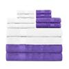 Ample Decor Set of 12 600 GSM 100% Cotton - 4 Bath Towels, 4 Hand Towels, 4 Wash Cloths, Absorbent Soft Premium Quality Machine Washable, Oeko Tex Certified Ideal for Gifting - White - Purple view 1