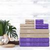 Ample Decor Set of 12 600 GSM 100% Cotton - 4 Bath Towels, 4 Hand Towels, 4 Wash Cloths, Absorbent Soft Premium Quality Machine Washable, Oeko Tex Certified Ideal for Gifting - Beige - Purple view 2