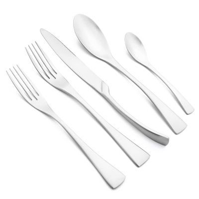 20-Piece Matte Silver Heavy Flatware, Luxury Snplowum 18/10 Stainless Steel Tableware Kitchen Utensils Home & Restaurant Party Wedding Silverware Set Service For 4, Dishwasher Safe