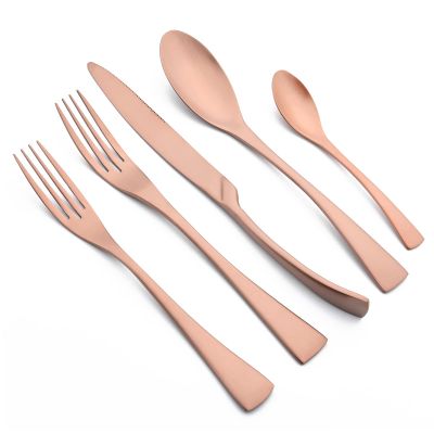 20-Piece Matte Rose Gold Heavy Flatware, Luxury Snplowum 18/10 Stainless Steel Tableware Kitchen Utensils Home & Restaurant Party Wedding Silverware Set Service For 4, Dishwasher Safe