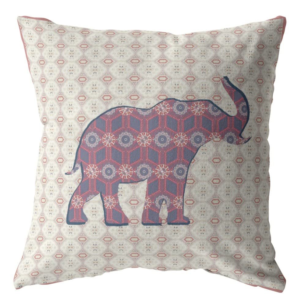 HomeRoots Broadcloth 18" Magenta Elephant Indoor Outdoor Throw Pillow