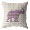 HomeRoots Broadcloth 18" Magenta Elephant Indoor Outdoor Throw Pillow view 1