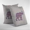 HomeRoots Broadcloth 18" Magenta Elephant Indoor Outdoor Throw Pillow view 2