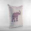 HomeRoots Broadcloth 18" Magenta Elephant Indoor Outdoor Throw Pillow view 3