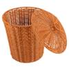 1Pcs Round Rattan Waste Basket Bin Handwoven Rattan Storage Baskets with Lid Hamper Books Newspaper Decorative Can for Bedroom Desktop Coffee view 1