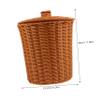1Pcs Round Rattan Waste Basket Bin Handwoven Rattan Storage Baskets with Lid Hamper Books Newspaper Decorative Can for Bedroom Desktop Coffee view 2