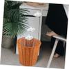 1Pcs Round Rattan Waste Basket Bin Handwoven Rattan Storage Baskets with Lid Hamper Books Newspaper Decorative Can for Bedroom Desktop Coffee view 3