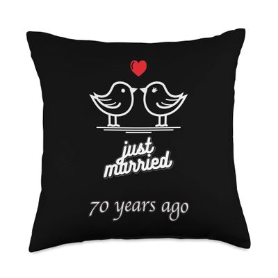 70th Wedding Anniversary - Just Married 70 Years Ago Throw Pillow