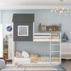 House Bed for Kids, Low Bunk Bed with Roof, Twin Over Twin Wood Bunk Beds with Roof/Window/Guard Rail/Ladder, Toddlers House Bed with Roof, No Box Spring Needed view 4
