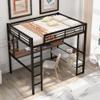 RUNNA Full Size Loft Bed with Long Desk and Shelves,Metal Loft Bed Frame with Full-Length guardrail and Built-in Ladder,for Kids/Teens/Adults,No Box Spring Needed view 2