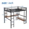 RUNNA Full Size Loft Bed with Long Desk and Shelves,Metal Loft Bed Frame with Full-Length guardrail and Built-in Ladder,for Kids/Teens/Adults,No Box Spring Needed view 3