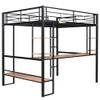 RUNNA Full Size Loft Bed with Long Desk and Shelves,Metal Loft Bed Frame with Full-Length guardrail and Built-in Ladder,for Kids/Teens/Adults,No Box Spring Needed view 4