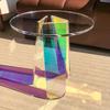 Viltisumt Acrylic Side Table Colorful Glass Round End Table, Beautiful Small Narrow Bedside Couch Sofa Side Tables for Drink Snack Magazine Living Room Bedroom, Clear Suncatcher Night Stands, 18 inch view 1