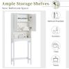 SECARUS Over The Toilet Home Bathroom Organizer with Double Doors Freestanding Wooden Space-Saving Cabinet Multifunctional Storage Toilet Rack Bathroom Furniture White view 3