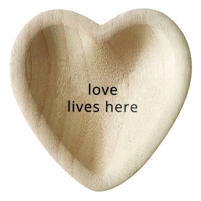Santa Barbara Design Studio Wedding Paulownia Wood Heart Trinket Tray, 5-Inch, Love Lives Here