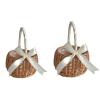 RNCOZE 2 PCS Flower Basket Willow Handwoven Basket, Wedding Flower Girl Baskets with Handle Bowknot and White Plastic Insert Portable Storage Basket for Home Wedding Party Decor(White) view 1