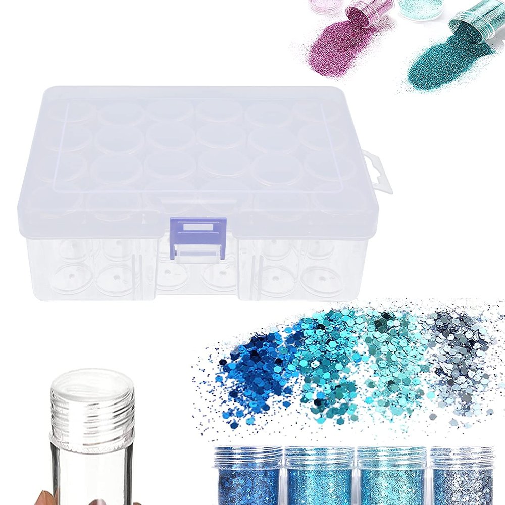 Storage, 2.0 X 1.0in Bead Storage Painting Accessories, Separate Plastic Bottles Bead Organizer with Storage Box Sticker for DIY Art Crafts
