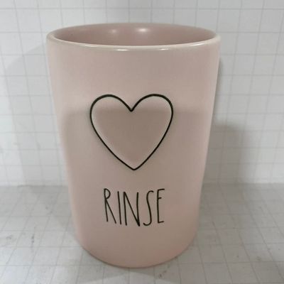 Rae Dunn RINSE Holder - with heart - Ceramic - Pink - Valentine's Day Sweet Vanity Accent