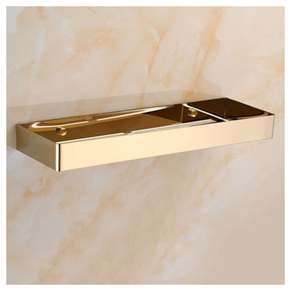 TYZK Shower Shelves Nail Free Black Storage Organizer Rack, Stainless Steel Square Bath Shower Shelf Bathing Accessories (Color : Gold 50cm)