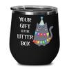 Birthday Wine Tumbler Funny Grumpy Cat Your Gift Is In The Litter Box Sarcastic Happy Bday Ideas for Friends or Coworker Novelty Unique 12 oz Hot Cold view 1