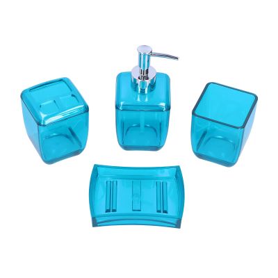 Blue Bathroom Sets Accessories, Bathroom Countertop Accessory Set Soap Dispenser Set with Soap Dish Toothbrush Holder and Cup