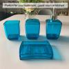 Blue Bathroom Sets Accessories, Bathroom Countertop Accessory Set Soap Dispenser Set with Soap Dish Toothbrush Holder and Cup view 2