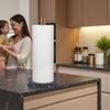 Buruis Wood Paper Towel Holder, Marble Base Modern Decorative Countertop Standing Rolls Holder for Kitchen, Toilet, Pantry and Bathroom (Marble Base Black) view 2
